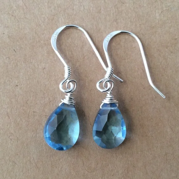 New London Blue Topaz Sterling Silver Earrings - Picture 7 of 7